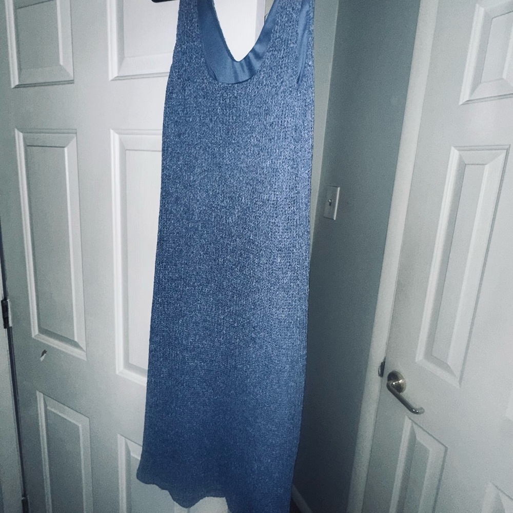 Gilli Denim-Blue Knit Midi V-Neck Dress - Picture 2 of 2